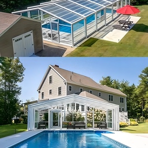 Vérandas, maisons en verre trempé, couvertures de <span class=keywords><strong>piscine</strong></span> rétractables automatiques en aluminium, enceinte pour appartement et parc - Product Image 2