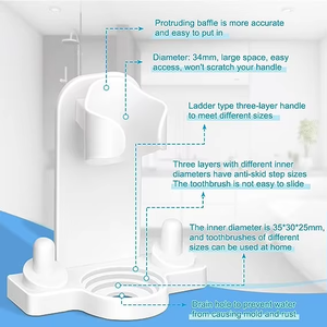 2024 porte-<span class=keywords><strong>brosse</strong></span> à dents électrique mural écologique ABS PC support adhésif en plastique avec bois pour stockage de bain - Product Image 6