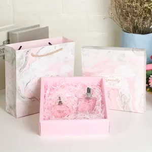 กล่องของขวัญที่กำหนดเองกระดาษหินอ่อนรูปแบบกล่องสำหรับวันเกิดและงานแต่งงานกล่องของขวัญที่มีกระเป๋าชุด