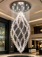 Hohe Decken Moderner Luxus Hochzeitsdesign Ovaler Großer Kristallglas LED Gold Kronleuchter & Pendelleuchten für Wohnzimmer Treppenhaus