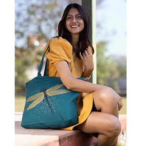 Bolso de mano de lona de algodón estampado personalizado patrón de dibujos animados bolso de compras reutilizable ropa <span class=keywords><strong>supermercado</strong></span> cierre de cremallera bolsillo interior - Product Image 3