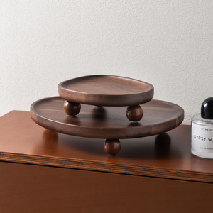 Wooden Tray Oval Acacia Wood With Beads Minimalist Design Decorative Serving <b>Storage</b> Display Dish - Product Image 4