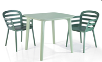 Ensemble de table à manger d'extérieur moderne, meubles de jardin et de cour avec chaises empilables pour restaurant, parc et villa