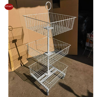 Offre Spéciale 3 couches en vrac marchandises Promotion Mobile Dump Cube métal luminaire carré fil d'acier panier présentoir