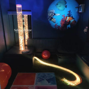 Snoezelen Kit d'équipement de salle sensorielle pour la thérapie de l'autisme et du TDAH-Tube à bulles interactif et fibres optiques - Product Image 1