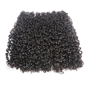 Extensions <span class=keywords><strong>de</strong></span> cheveux humains brésiliens bouclés doublement tirés, personnalisées en gros, type Fumi Pixie <span class=keywords><strong>Rose</strong></span>, tissage à la machine, couleur noir naturel - Product Image 6