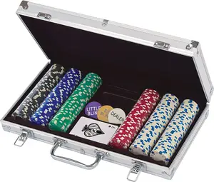 Grosir Set Poker Chip 300 500 Kotak Aluminium 11 Gram Chip Poker Tanah Liat Ditetapkan untuk Permainan Kasino Perjudian Texas Hold'em Solitaire