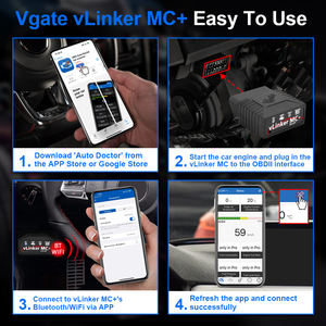 Vgate VLinker MC <span class=keywords><strong>ELM327</strong></span> V2.2 pour scanner OBD2 4.0 BimmerCode FORScan compatible Android/iOS, outil de diagnostic automobile noir - Product Image 4