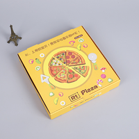 Boîte à pizza en carton ondulé personnalisée de haute qualité avec fentes, pelliculage brillant, jetable et recyclable pour restaurants et aliments