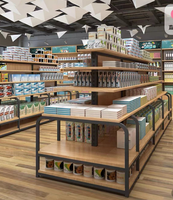 Table d'exposition miniso en acier et bois personnalisée de haut niveau pour papeterie