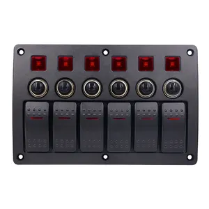 Universal 3 Pin 6-position Combined 12v Led Rocker Rv Switch Panel Switch Board Panel With Lamp And Lens
