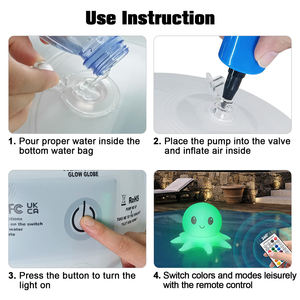 Pulpo <span class=keywords><strong>Solar</strong></span> piscina luz iluminación con Control remoto Sensor de paisaje luces inflables brillo brillante <span class=keywords><strong>Solar</strong></span> alimentado estanque flotante - Product Image 6