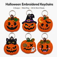 Llaveros Personalizados de Calabaza de Halloween Bordados, Llaveros de Tela Personalizados para Bolsos y Mochilas, Proveedor de Artículos Promocionales