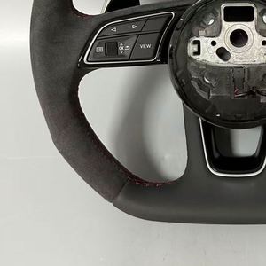 Volante Deportivo Plano de Alta Calidad en Cuero y Alcántara con Botón de Encendido <span class=keywords><strong>S</strong></span>-<span class=keywords><strong>Line</strong></span> para <span class=keywords><strong>Audi</strong></span> A3 A4 A5 <span class=keywords><strong>A6</strong></span> A7 A8 Q3 Q5 Q7 R8 R3 R5 - Product Image 4