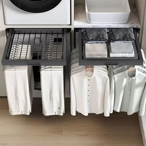 Porte-pantalons coulissant silencieux à fermeture amortie, gain de place, séchoir à linge, accessoires de garde-robe, porte-pantalons - Product Image 5