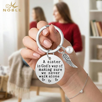 Elegante Portachiavi in Acciaio Inossidabile con Citazione per Sorella, Charm con Ala d'Angelo e Perla, Regalo Ispirazionale per Sorella
