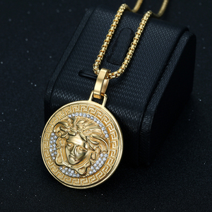 18k Gold Plated Hiphop Jewelry Stainless Steel Crystal <strong>Medusa</strong> Pendant <strong>Necklace</strong> for Men Women - Product Image 3