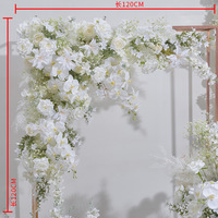 O-X902 3D 5D kustom mawar putih Hydrangeas lengkungan bunga arranger barisan bunga buatan sutra dengan Set bunga untuk dekorasi pernikahan