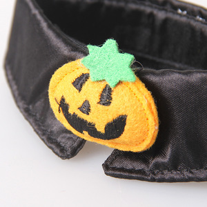 Decoraciones para mascotas pequeñas de Halloween <span class=keywords><strong>Collar</strong></span> de pajarita de calabaza negra para gatos y perros Patrón sólido hecho de poliéster - Product Image 5