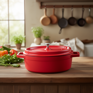 Casseruola Ovale con Coperchio Rosso - Product Image 3
