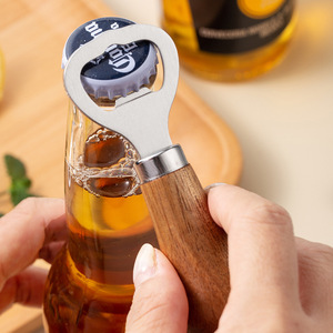 Acacia Wood <b>Beer</b> Bottle Opener Stainless Steel Handle Solid Wood Household Opener - Product Image 1