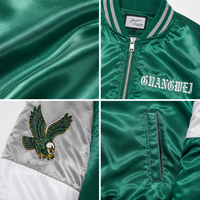 Veste bomber unisexe en satin personnalisée OEM, veste de baseball en polyester satiné avec logo brodé, vêtements décontractés streetwear, fabricant