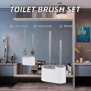 NES-JD1 Plastic <strong>Toilet</strong> Bowl <strong>Brush</strong> and Holder with <strong>Chrome</strong> Finish and Durable Type <strong>Toilet</strong> Pump Holder Set for Bathroom Cleaning - Product Image 2