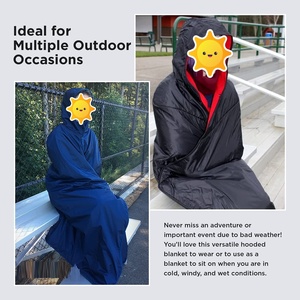 Dapat Dipakai tahan hujan berkemah tikar luar ruangan selimut hoodie bepergian dewasa tahan air berkerudung selimut ponco kantong tidur - Product Image 6