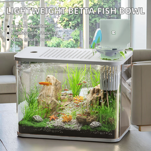 Lightweight PET Modern Square <b>Box</b> Desktop Fish Bowl 1-3 Gallon <b>Small</b> Aquarium for Betta Wide Mouth Easy Cleaning Low Maintenance - Product Image 2