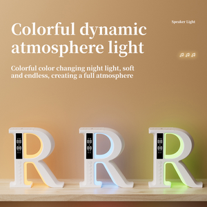 Altavoces de luz de cargador inalámbrico inteligente RGB 3 en 1 en forma de G con lámpara de noche LED lámpara de noche lámpara de despertador de Amanecer para dormitorio - Product Image 5
