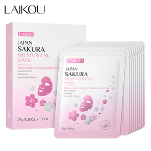 LAIKOU <span class=keywords><strong>JAPAN</strong></span> SAKURA มอยส์เจอร์ไรซิ่ง แผ่นมาส์กหน้า สำหรับผลิตภัณฑ์บำรุงผิวแบบเกาหลี ช่วยทำความสะอาดรูขุมขนและกระชับผิว - Product Image 1