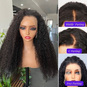 Best Review 100% pelo indio crudo 13x4 HD Peluca de encaje completo 180% 200% 250 densidad esponjoso rizado Peluca de encaje sin cola cabello humano - Product Image 3