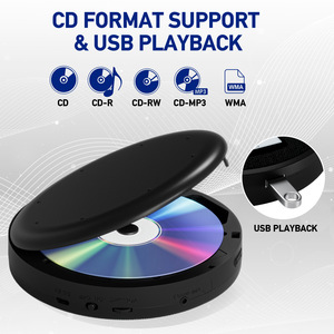Lecteur CD portable rond en tissu avec écran LCD, haut-parleurs stéréo doubles, port USB/AUX, boombox audio mural - Product Image 6