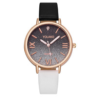 Montre à quartz pour femme, motif romain, incrustée de diamants, dégradé, bracelet en cuir écologique, petite taille, best-seller du commerce extérieur