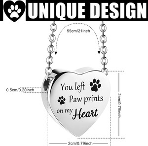 2025 sayap malaikat perhiasan kremasi hewan peliharaan kalung guci untuk abu untuk anjing hewan peliharaan perak Paw cetak liontin Memorial liontin - Product Image 2