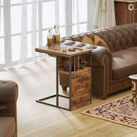 Tables d'appoint en marbre dorées en forme de C modernes et luxueuses avec chargeur sans fil USB pour salon et chambre à coucher