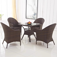 Tables et chaises de jardin en rotin PE de haute qualité, modernes, écologiques, résistantes à l'eau et au soleil, pour cour, hôtel, balcon