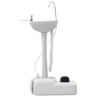 Évier portable de camping avec distributeur de savon et porte-serviettes, capacité de 20 à 45 gallons, multifonctionnel, en PP, grand modèle droit