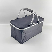 Panier de pique-nique en tissu Oxford bleu grande capacité, multifonctionnel, sac de rangement pour le camping en plein air, pliable et portable