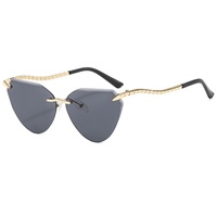 Lunettes de soleil élégantes pour femmes, style œil de chat, sans monture, UV400, avec branches en métal, tendance