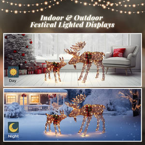 DB 2pcs 4ft 30V 3.6W Moose Family 200LED Leather <b>String</b> Light Brown <b>Garden</b> Moose Decoration for Christmas Customizable - Product Image 5