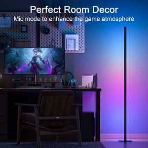 Luz Ambiental Inteligente <span class=keywords><strong>LED</strong></span> RGB de Aluminio para Piso, con Control por Aplicación/Remoto y Sensor de Sonido, Diseño Minimalista Americano para Sala de Estar - Product Image 3