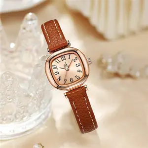 Guangzhou Watch Factory Waterproof Women's Wrist Watches Enhanced By The Classic Beauty Of Leather Straps