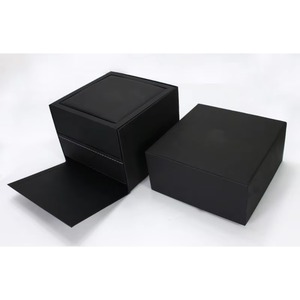 Custom Logo Black Single Watch Box Square Leather Watch Display Box with Soft <b>Cushion</b> Dustproof Watch <b>Storage</b> Box for Daily Use - Product Image 3