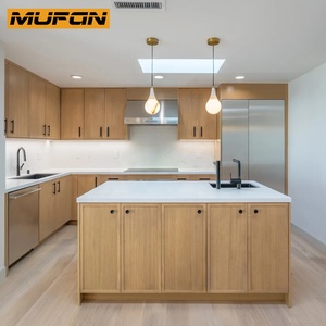 Gabinetes de Cocina Estilo Shaker Delgados de Roble Blanco Americano, Muebles Personalizados para Isla de Cocina, Gabinetes de Cocina de Madera Maciza con Chapa, Diseño 3D Gratuito - Product Image 1
