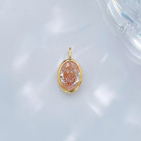 Pendentif unisexe en or jaune 18 carats avec diamant rose de laboratoire, couleur fantaisie, taille ovale, forme œuf de pigeon, minimaliste, doux, polyvalent, certifié IGI