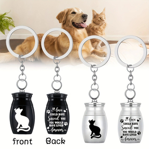 Auriel Anpassbarer Zylinder-Tierurnen-Schlüsselanhänger aus Edelstahl für Asche – Gedenkschmuck - Product Image 1