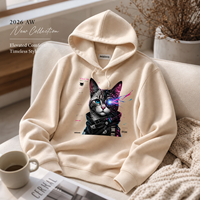 Sweat à capuche oversize personnalisé avec logo, 340 GSM, en polyester et coton, vierge, épais, style streetwear, en molleton bouclette uni