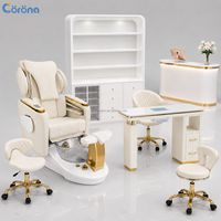 Ensemble de fauteuils de spa pour manucure et pédicure, confortables, électriques, blancs, pour salon de beauté