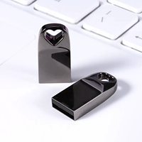 Clé USB Métallique en Forme de Cœur, Étanche, Mini Clé USB Personnalisable avec Logo, Porte-clés USB 2.0 pour Cadeau et Stockage